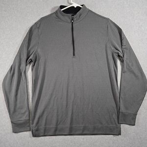 FootJoy Shirt Mens Medium Black Grey Houndstooth 1/4 Zip Pullover Performance Go